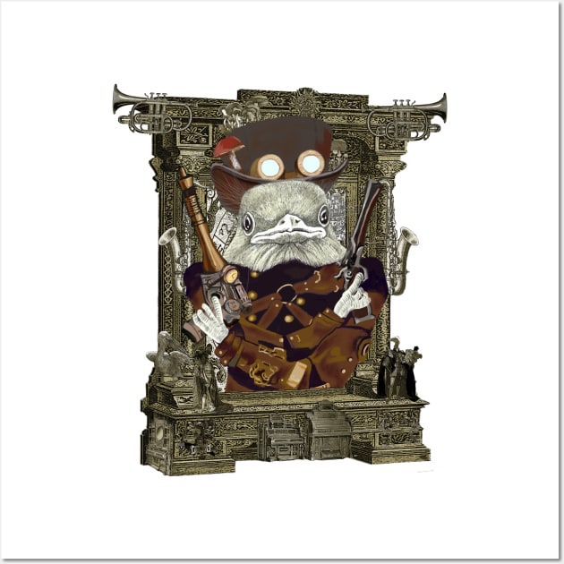 Wild West Bird Ranger with Mushroom Hat in Steampunk Frame Wall Art by FelisSimha